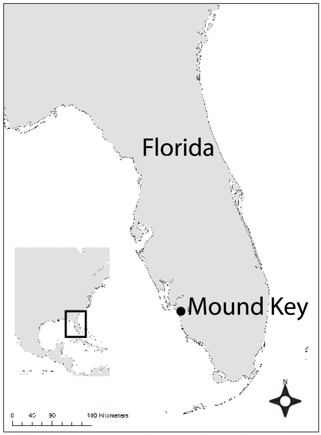 map of Florida showing location of Mound Key
